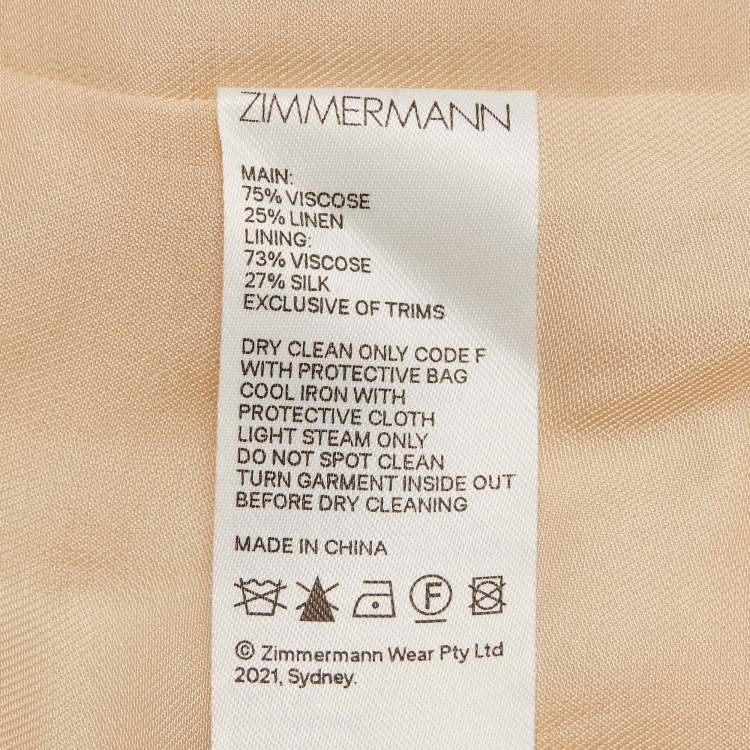 Pre Owned Zimmermann Beige Crepe Belted Blazer and Pants Set L