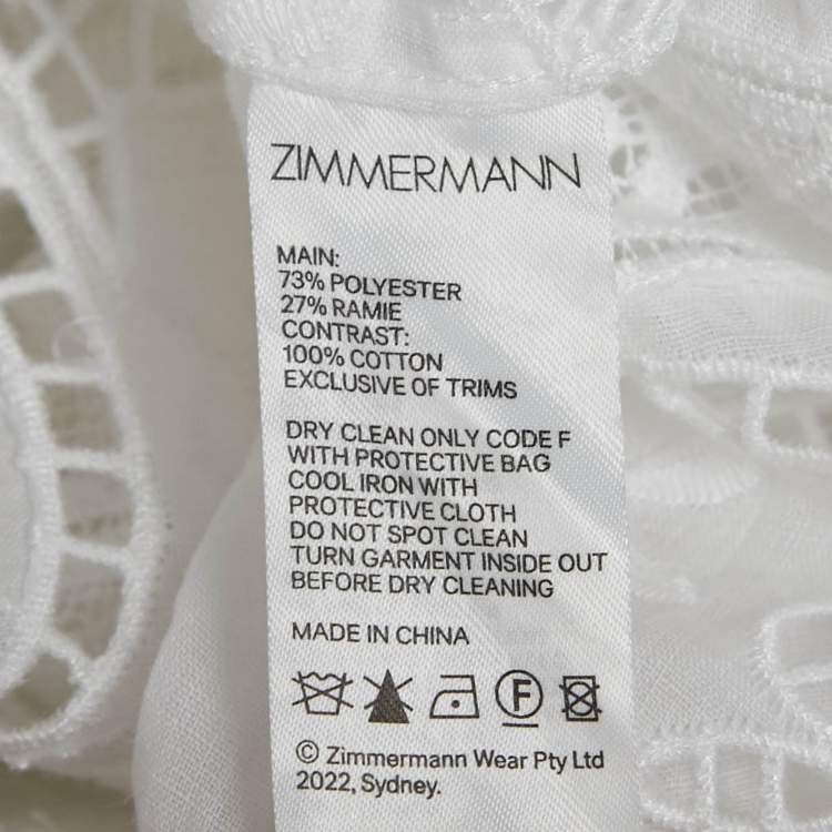 Pre Owned Zimmermann White Broderie Anglaise Crepe Midi Dress M