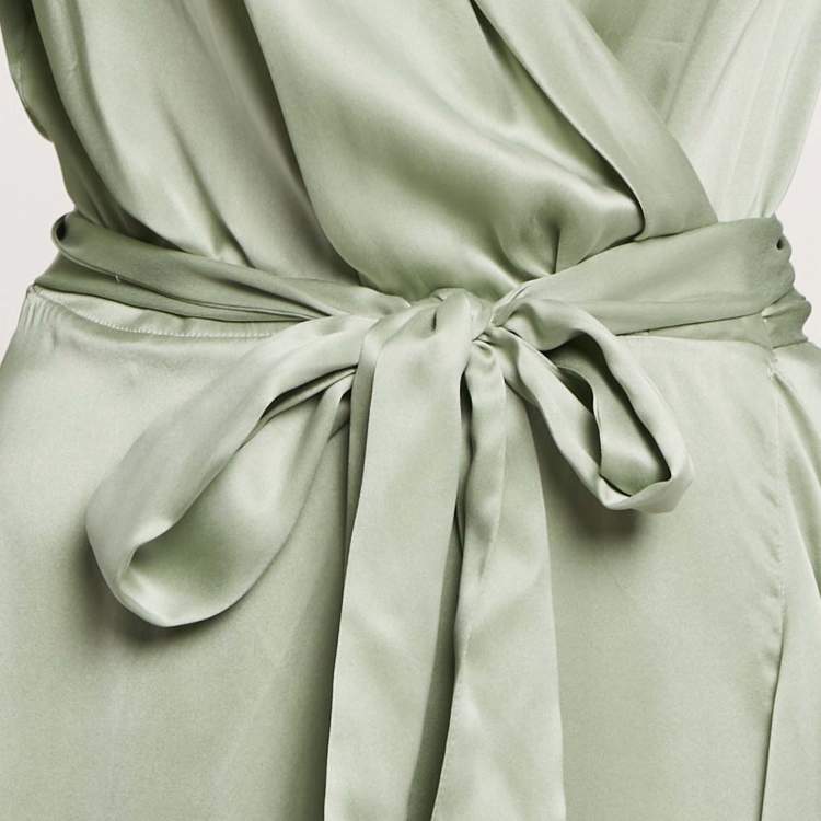 مملوكة مسبقًا Zimmermann Ice Green Silk Wrap Dress S