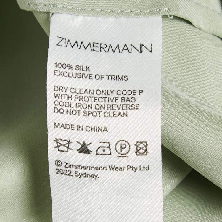 مملوكة مسبقًا Zimmermann Ice Green Silk Wrap Dress S
