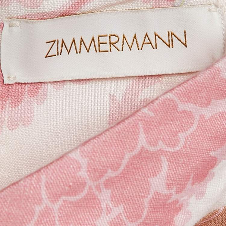 مملوكة مسبقًا Zimmermann Multicolor Floral Print Belted Midi Dress XS