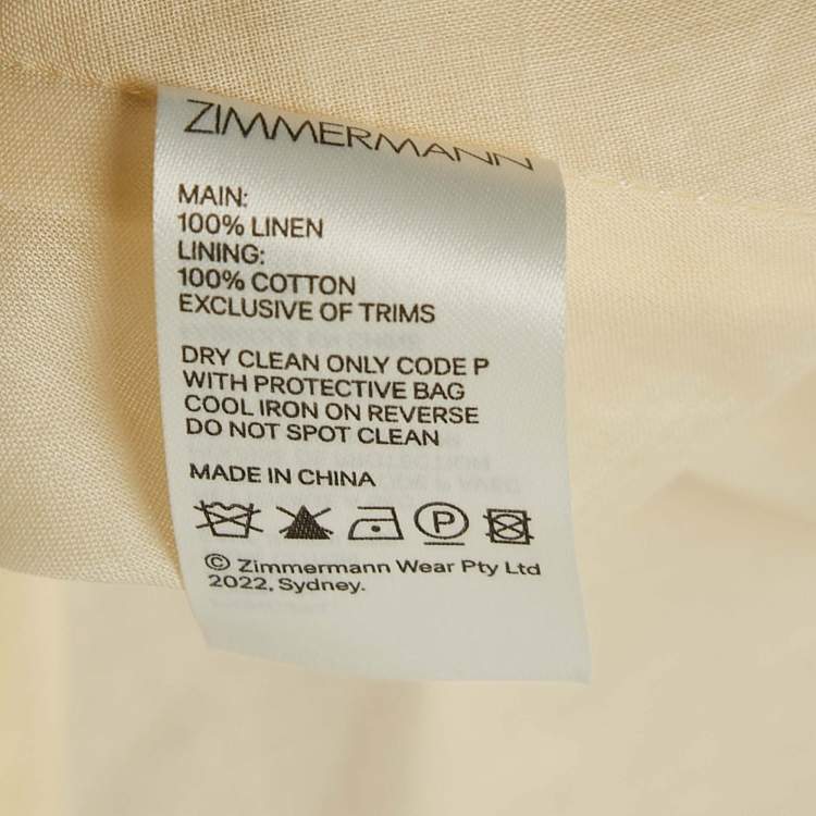 Pre Owned Zimmermann Cream Floral Print Linen Day Mini Dress L