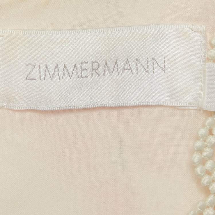 Pre Owned Zimmermann White Floral Print Linen Tiered Heathers Mini Dress M