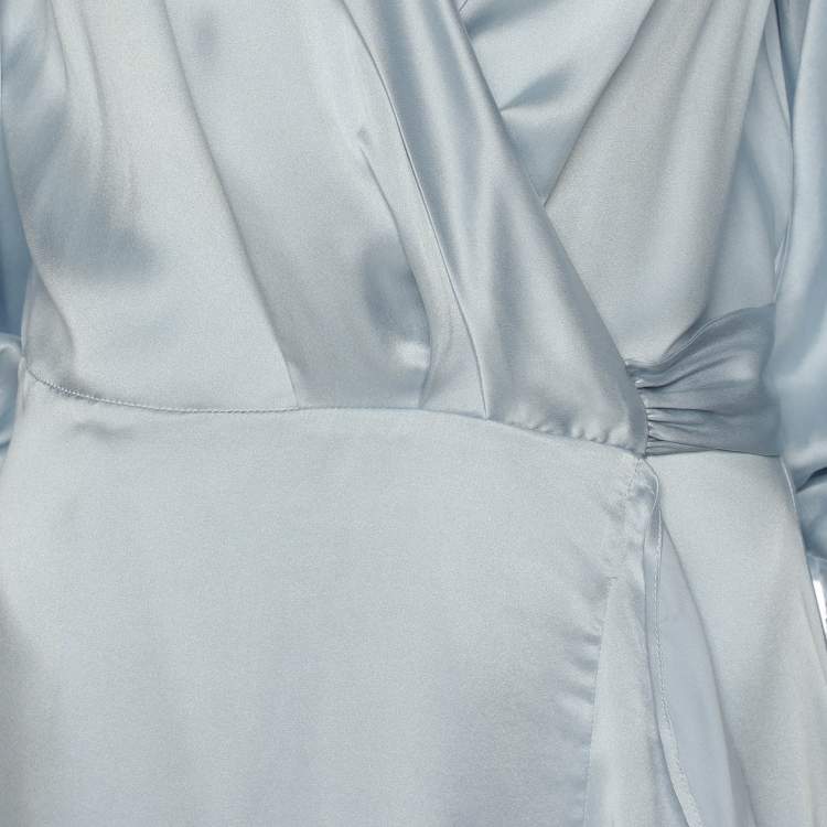 Pre Owned Zimmermann Light Blue Silk Belted Maxi Dress S