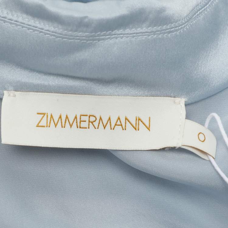 Pre Owned Zimmermann Light Blue Silk Belted Maxi Dress S
