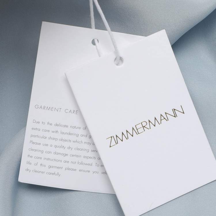Pre Owned Zimmermann Light Blue Silk Belted Maxi Dress S