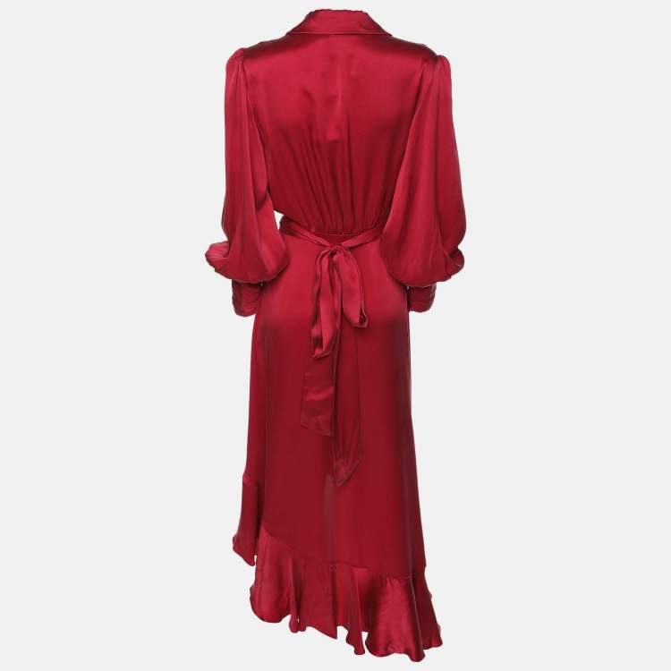 Pre Owned Zimmermann Pink Silk Belted Maxi Dress S