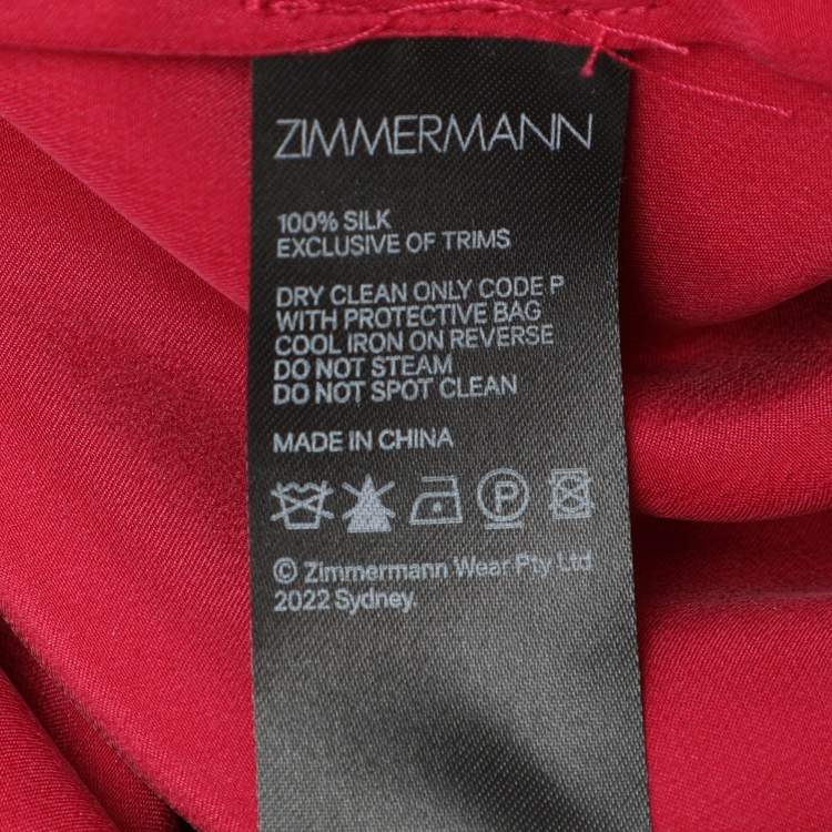 Pre Owned Zimmermann Pink Silk Belted Maxi Dress S
