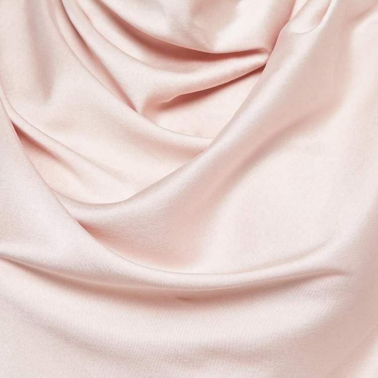 Pre Owned Zimmermann Pink Satin Silk High Cowl Neck Blouse M
