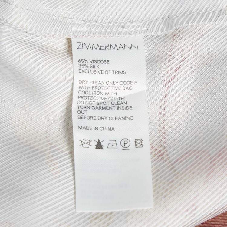 Pre Owned Zimmermann Grey Floral Print Textured Crepe Palazzo Pants M