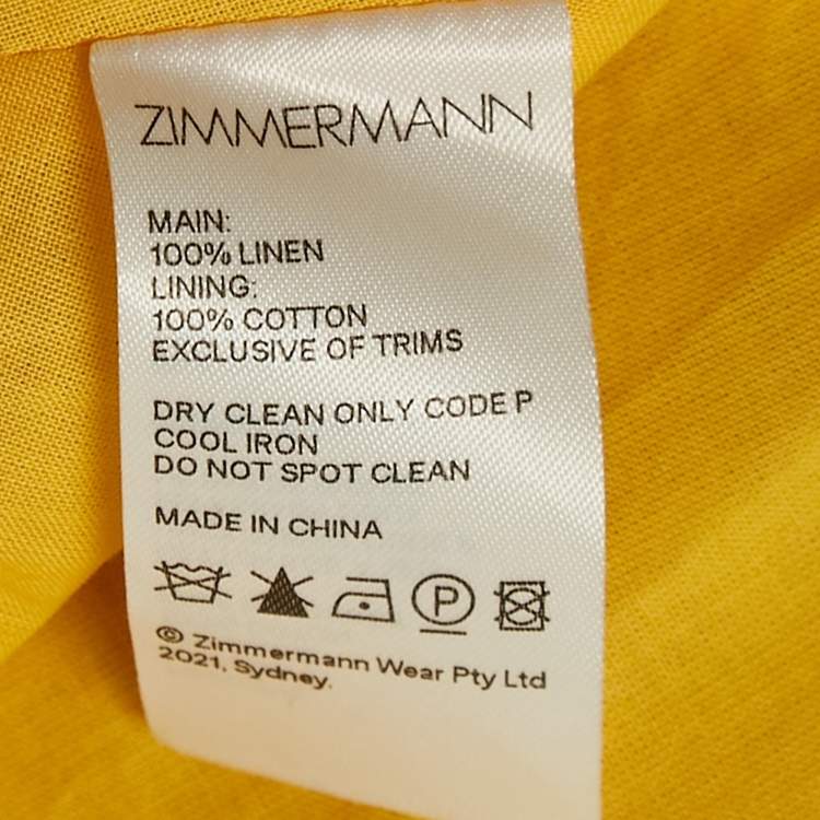 Pre Owned Zimmermann Yellow Floral Print Linen Tropicana Cut-Out Midi Dress XS