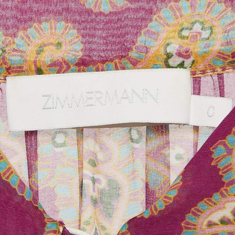 Pre Owned Zimmermann White Paisley Print Cotton Blend Teddy Midi Dress M