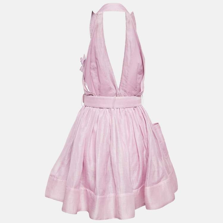 Pre Owned Zimmermann Lavender Linen Blend High Tide Tuxedo Dress M