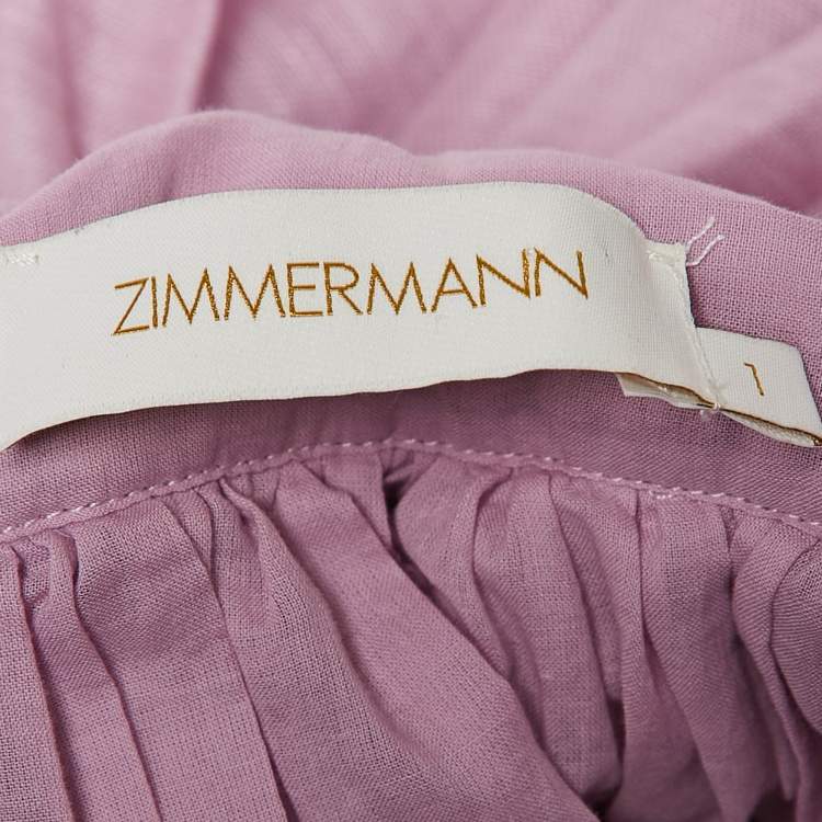 Pre Owned Zimmermann Lavender Linen Blend High Tide Tuxedo Dress M