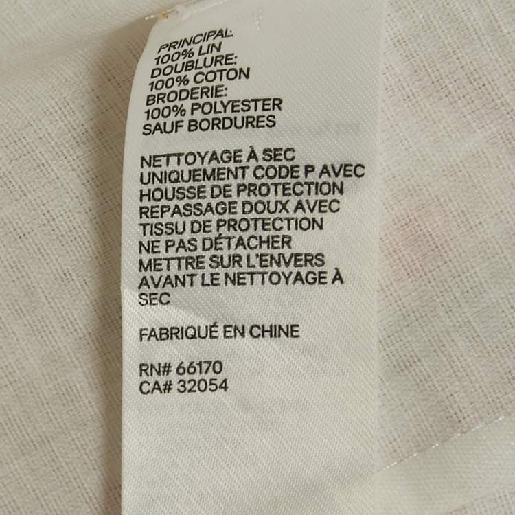 Pre Owned Zimmermann White Poppy Floral Embroidered Linen Scallop Midi Dress L
