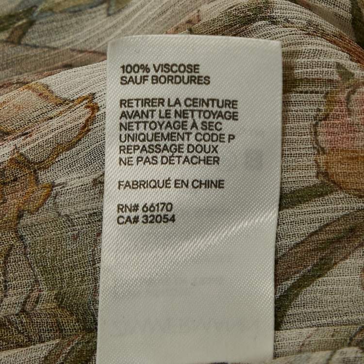 Pre Owned Zimmermann Beige Floral Print Chiffon Belted Maxi Dress L