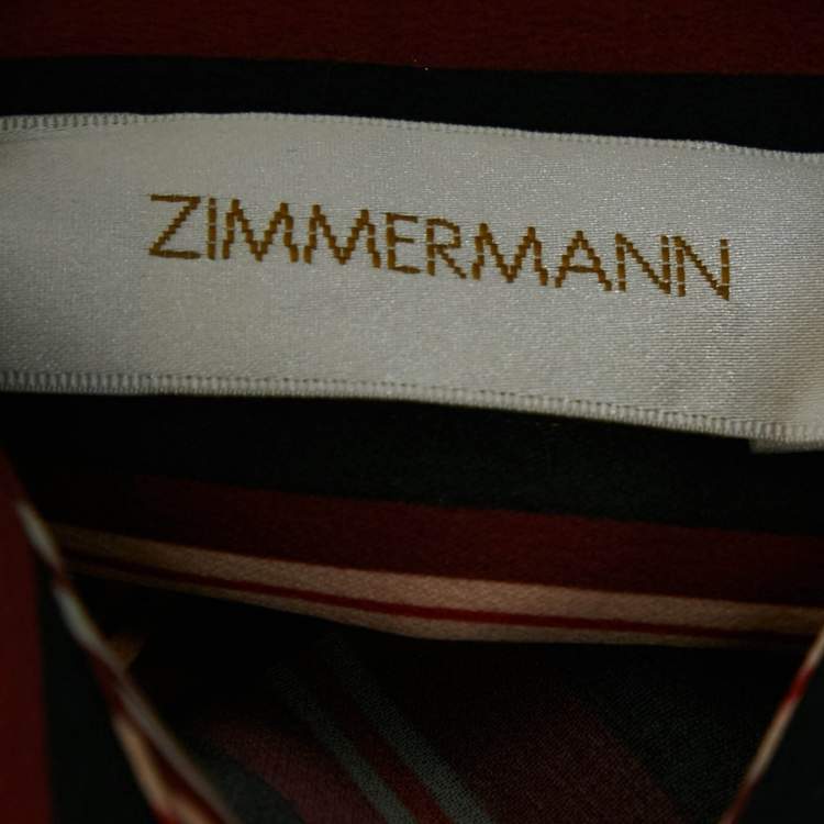 Pre Owned Zimmermann Multicolor Striped Georgette Asymmetrical Shirt L