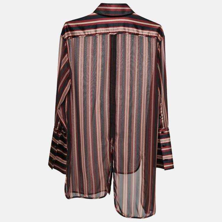 Pre Owned Zimmermann Multicolor Striped Georgette Asymmetrical Shirt L