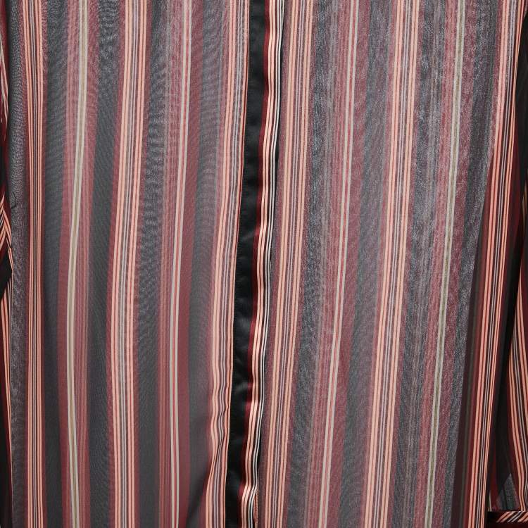 Pre Owned Zimmermann Multicolor Striped Georgette Asymmetrical Shirt L