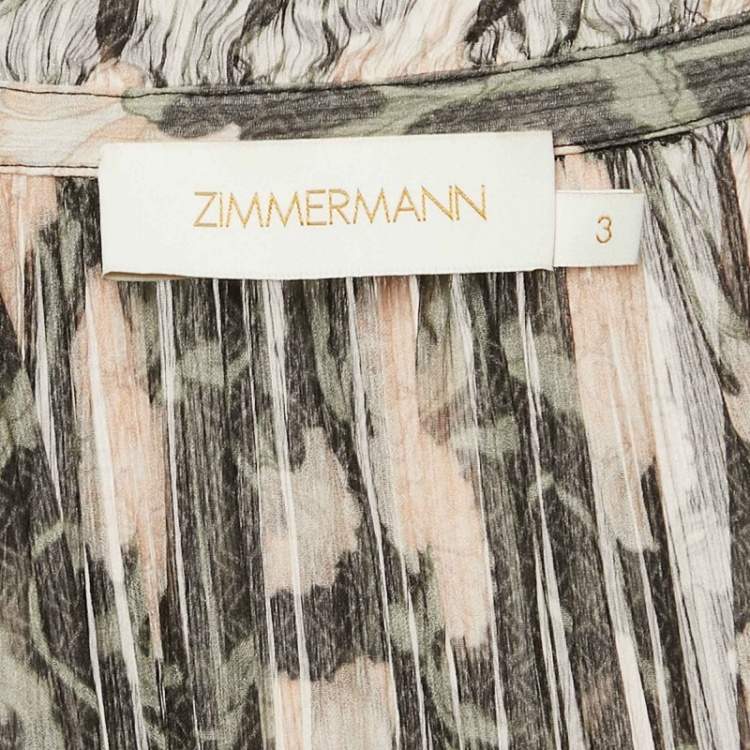 مملوكة مسبقًا Zimmermann Black Floral Print Silk Flounce Midi Dress L