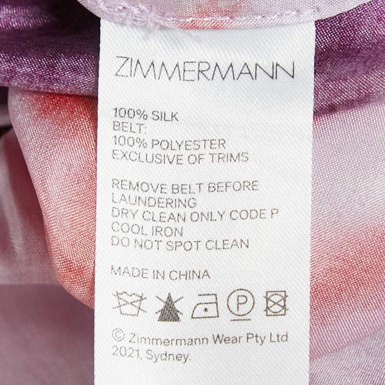Pre Owned Zimmermann Purple/Red Tie-Dye Silk Belted Playsuit L