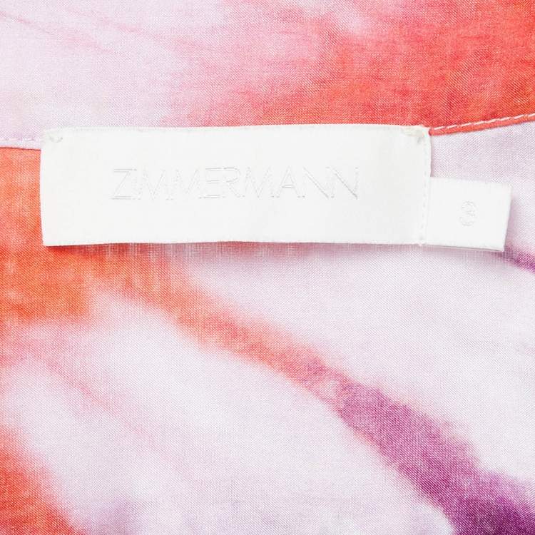 Pre Owned Zimmermann Purple/Red Tie-Dye Silk Belted Playsuit L