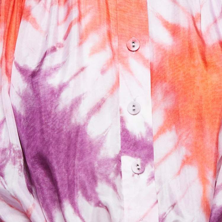 Pre Owned Zimmermann Purple/Red Tie-Dye Silk Belted Playsuit L