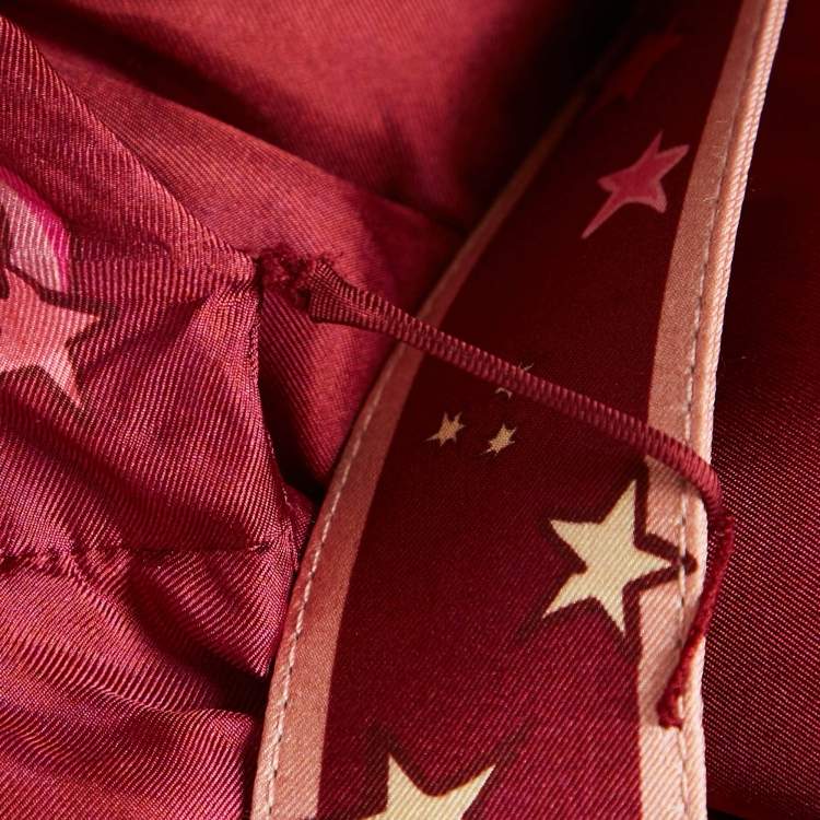 مملوكة مسبقًا Zimmermann Burgundy Concert Print Silk Belted Mini Dress M