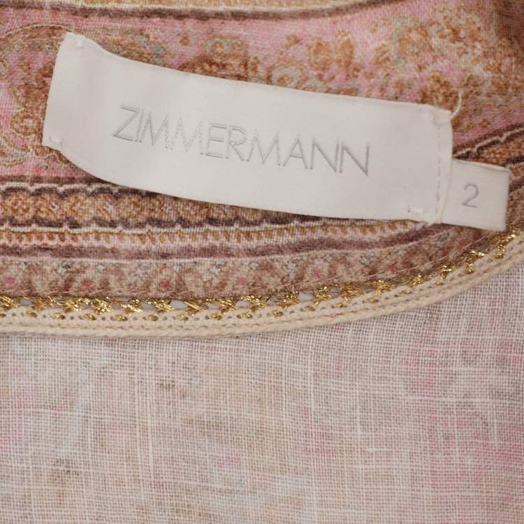 Pre Owned Zimmermann Multicolor Linen Anneke Lantern Mini Dress M