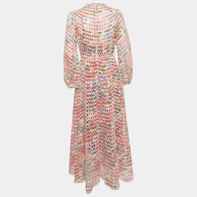 مملوكة مسبقًا Zimmermann Poppy Print Ramie Eyelet Midi Dress L