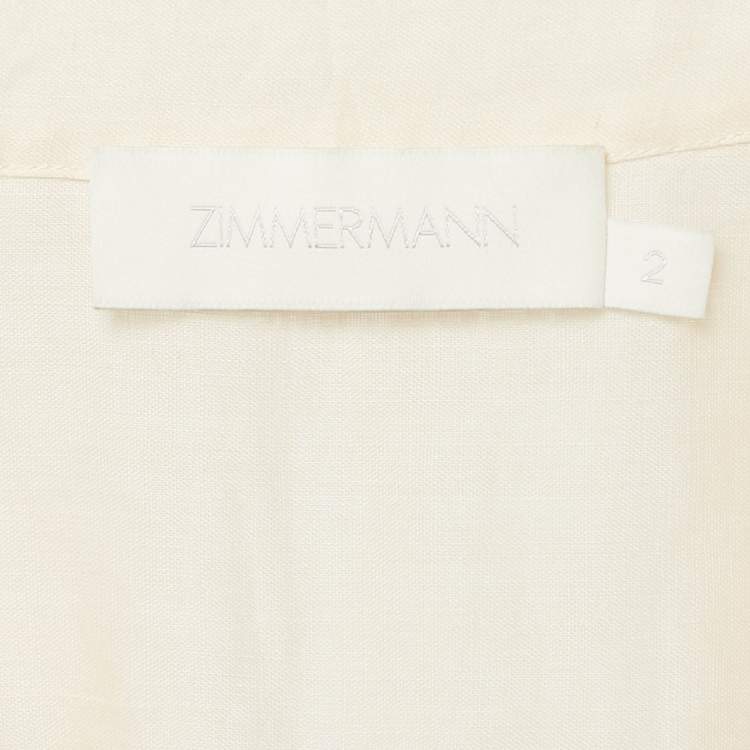 مملوكة مسبقًا Zimmermann Cream Ramie Broderie Anglaise Tiered Midi Dress M