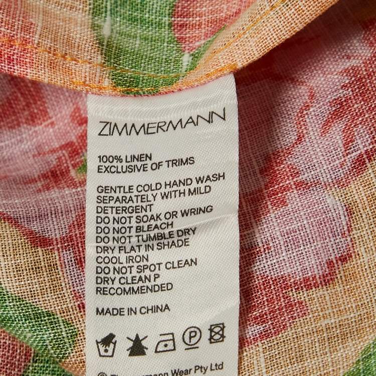 Pre Owned Zimmermann Multicolor Floral Print Linen Off-Shoulder Mini Dress L