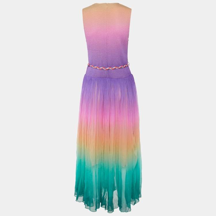 Pre Owned Zimmermann Multicolor Crepe Cira Shirred Midi Dress L
