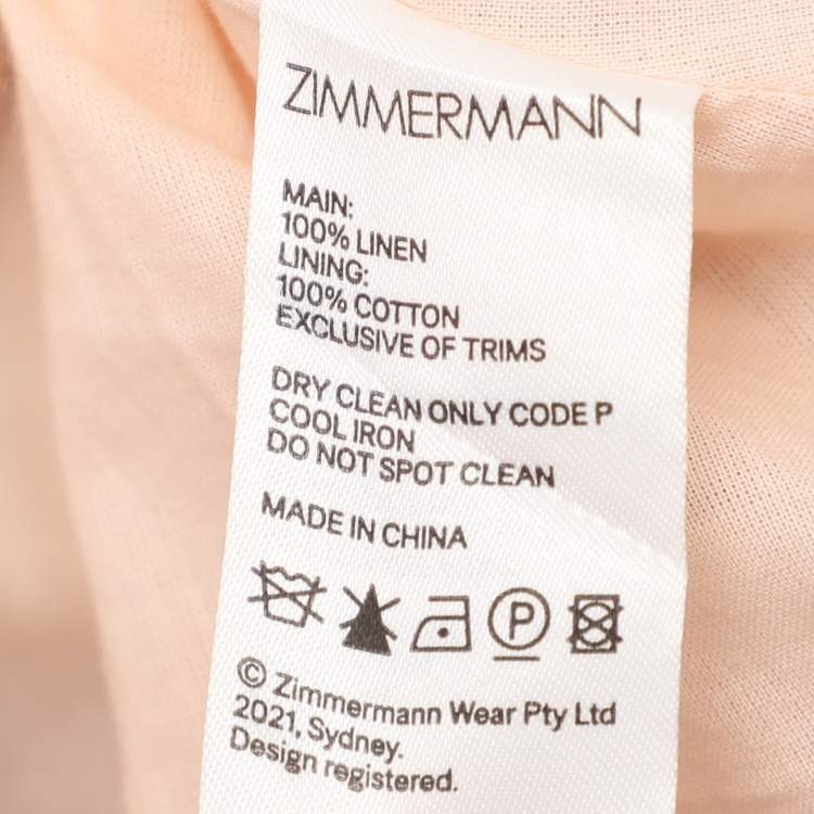 Pre Owned Zimmermann Multicolor Linen Lantern Belted Mini Dress S