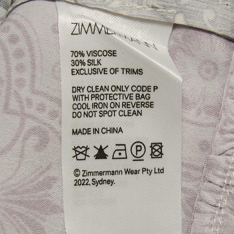 مملوكة مسبقًا Zimmermann Lavender Bandana Print Crepe Tiered Midi Wrap Dress L