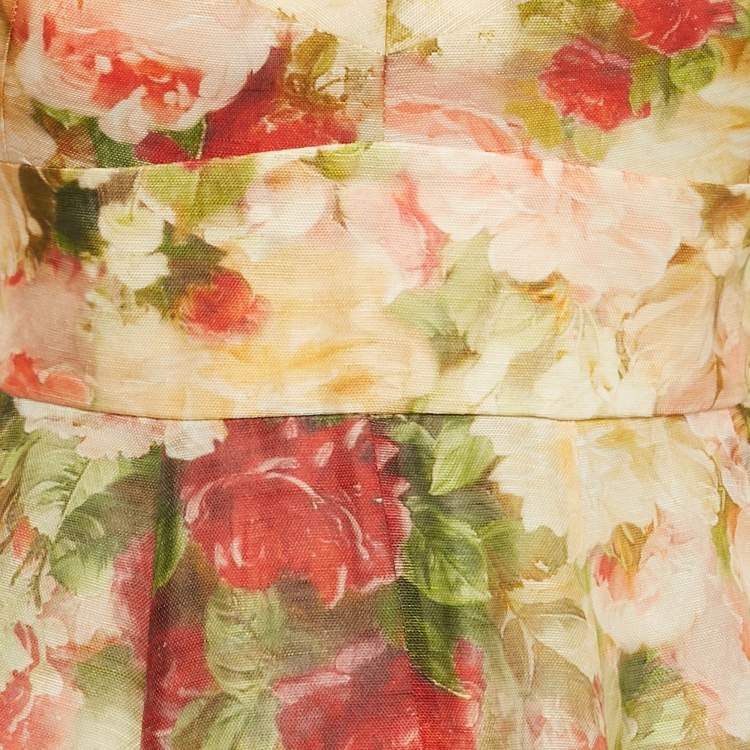 Pre Owned Zimmermann Beige Floral Print Linen Blend Ombre Midi Dress M