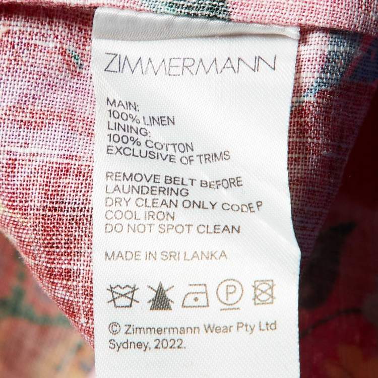Pre Owned Zimmermann Yellow Floral Print Linen Ginger Strapless Long Dress L
