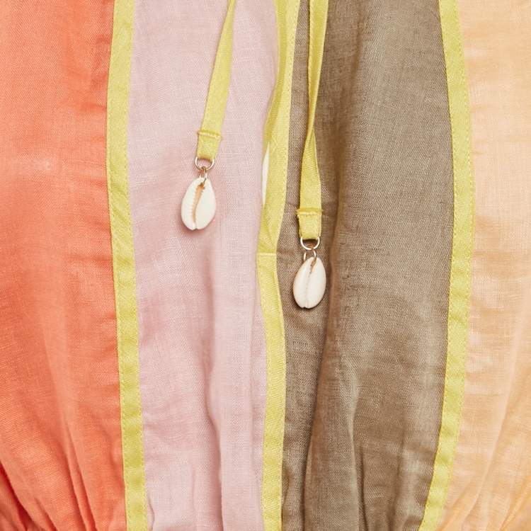 Pre Owned Zimmermann Multicolor Linen Paneled Skirt and Top Set M