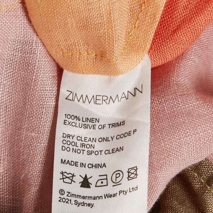 Pre Owned Zimmermann Multicolor Linen Paneled Skirt and Top Set M