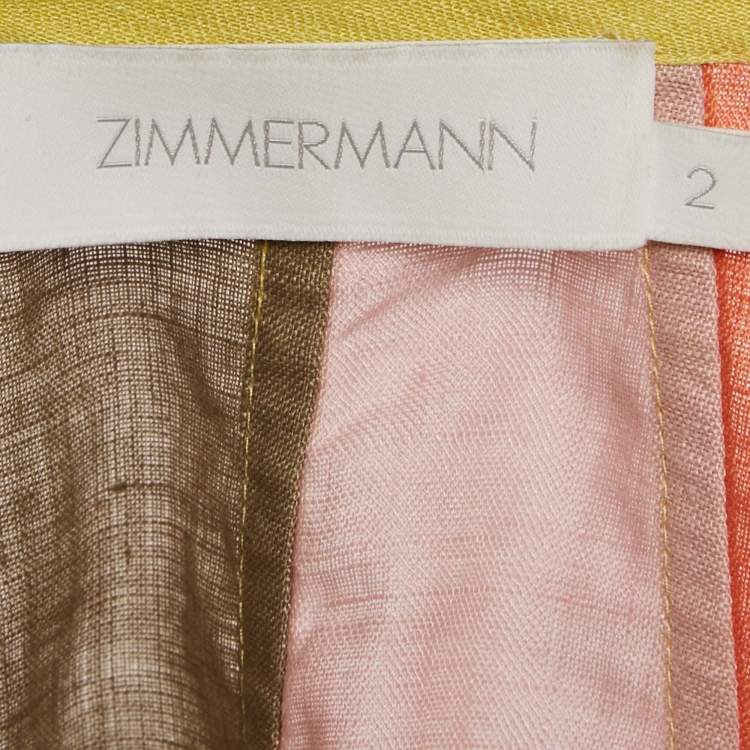 Pre Owned Zimmermann Multicolor Linen Paneled Skirt and Top Set M
