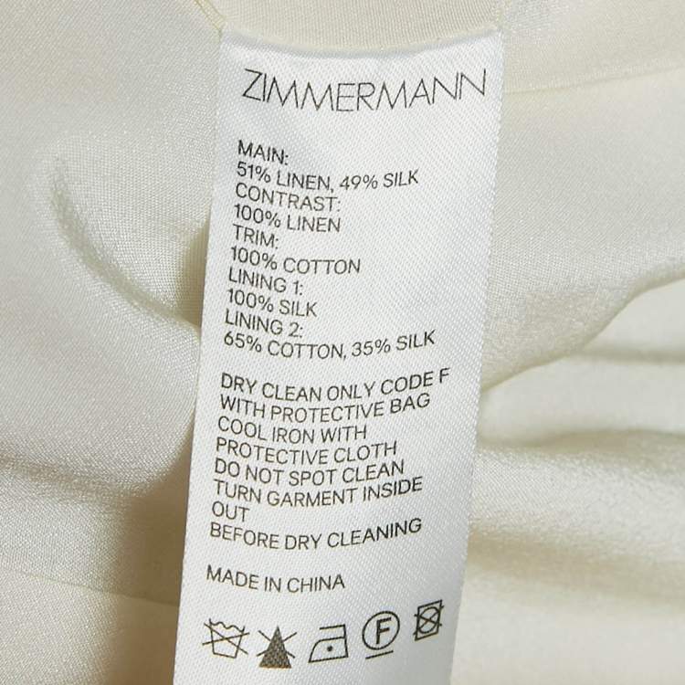 Pre Owned Zimmermann Off-White Polka Dot Print Ruched Strapless Maxi Dress S