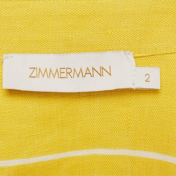 Pre Owned Zimmermann White/Yellow Sail Boat Print Linen Jumpsuit M