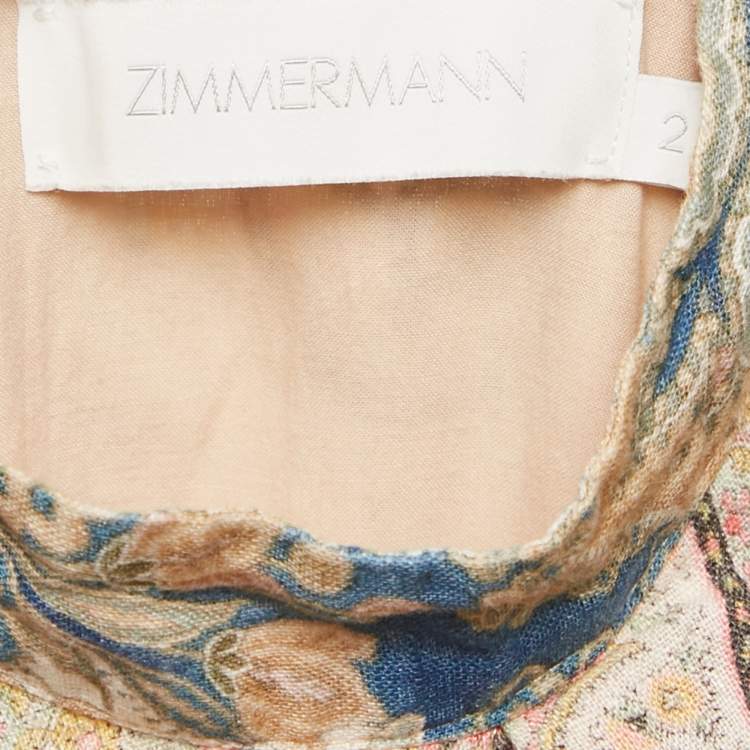 Pre Owned Zimmermann Multicolor Printed Cotton Halter Neck Maxi Dress M