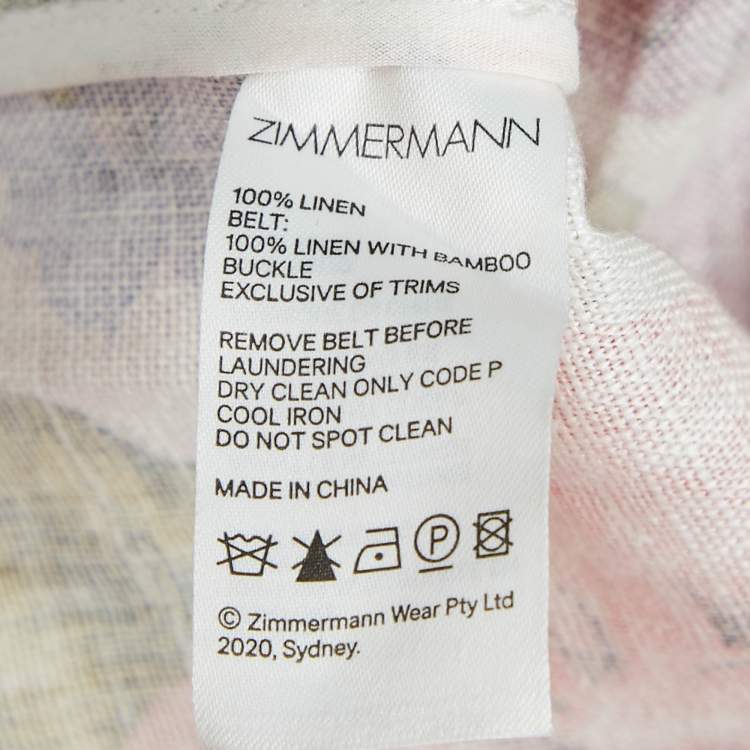 Pre Owned Zimmermann Multicolor Floral Print Linen Belted Jumpsuit M