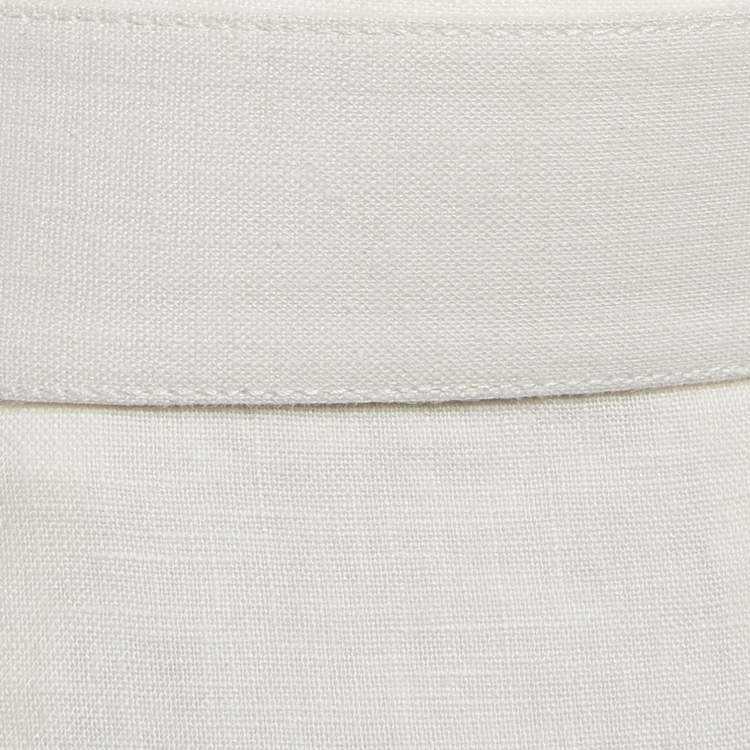 Pre Owned Zimmermann White Linen Lace Trimmed High Tide Nautical Pants L
