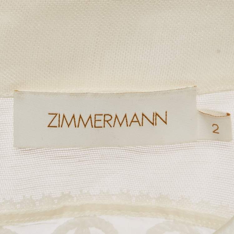 Pre Owned Zimmermann White Linen High Tide Nautical Cropped Jacket M