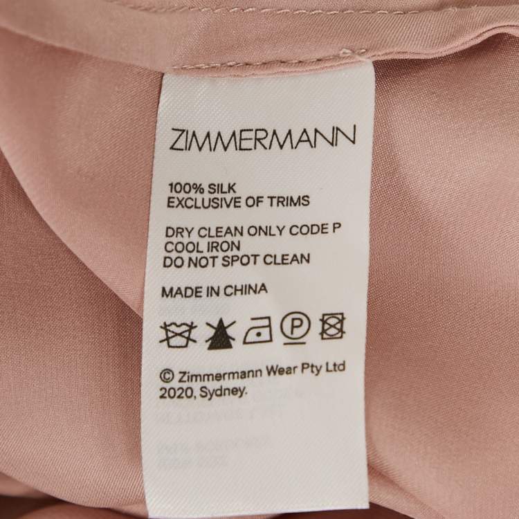 Pre Owned Zimmermann Pink Satin Silk Ruffled Wrap Dress M