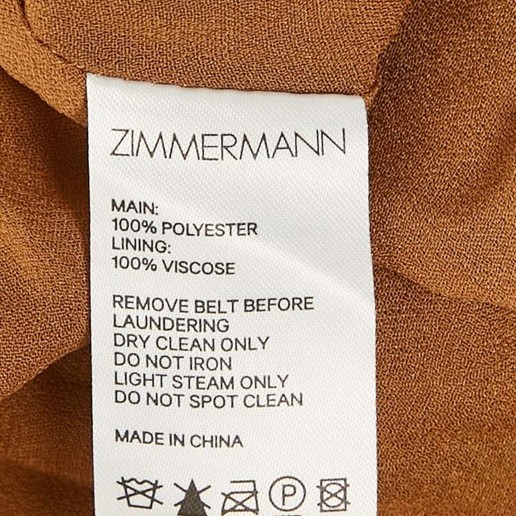 Pre Owned Zimmermann Brown Polka Dot Print Crepe Pleated Halter Neck Long Dress XS