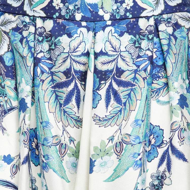 Pre Owned Zimmermann Blue Floral Print Silk Glassy Harem Pants L 