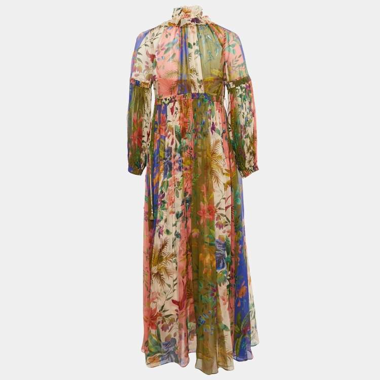 Pre Owned Zimmermann Multicolor Floral Print Chiffon Silk Maxi Dress S